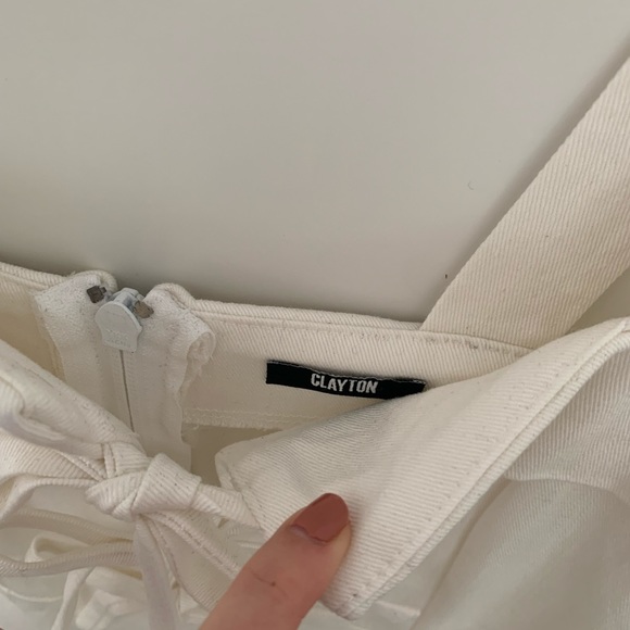 Shopbop Clayton White Denim Jumpsuit Bow Details - Picture 4 of 5